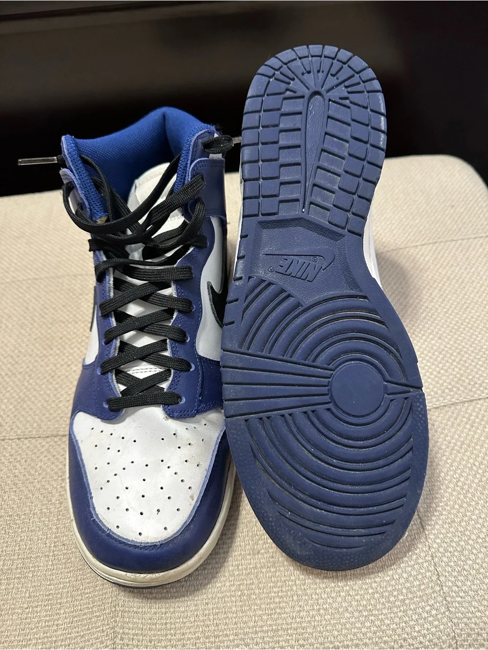 Nike AirForce One High-Top Sneakers in White, Navy, and Black